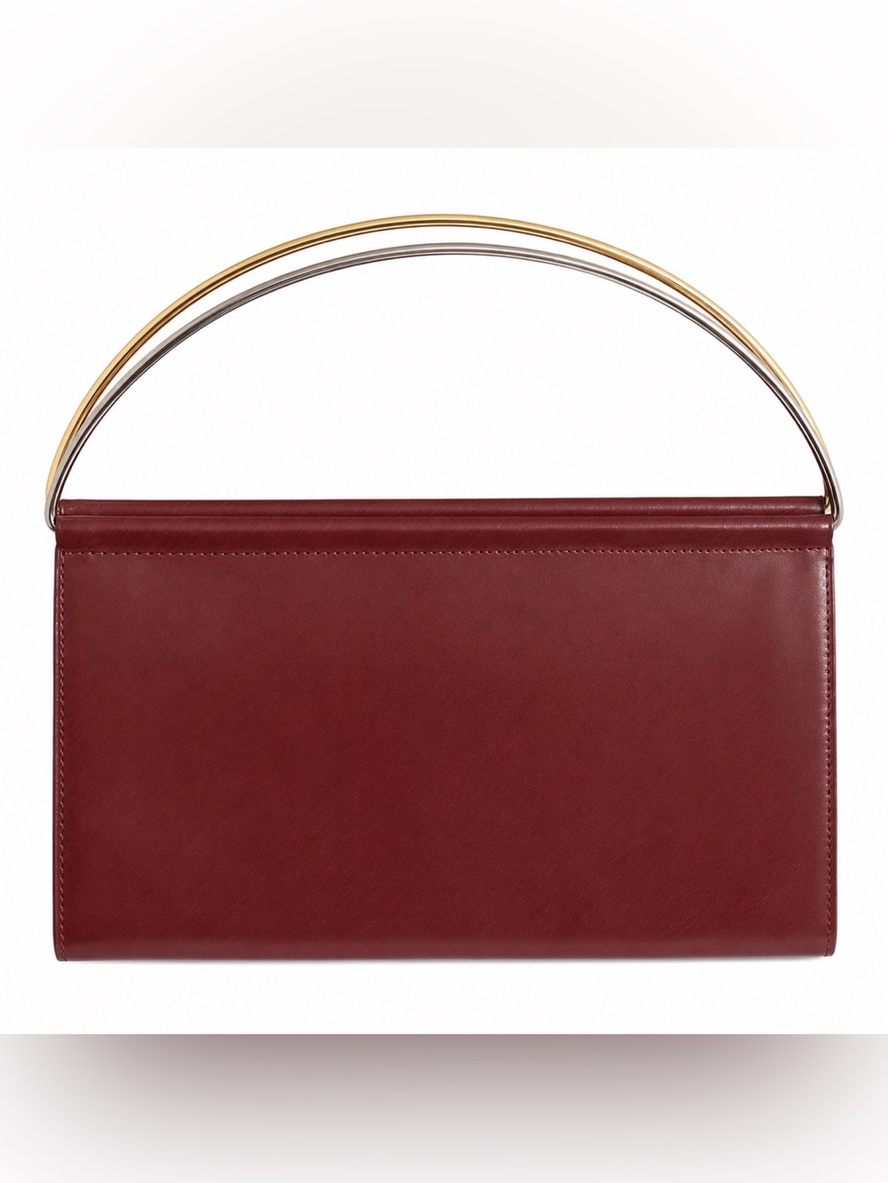 NEW Cartier TRINITY Burgundy Leather Top-Handle Bag Gold & Silver Hardware - Picture 7 of 14